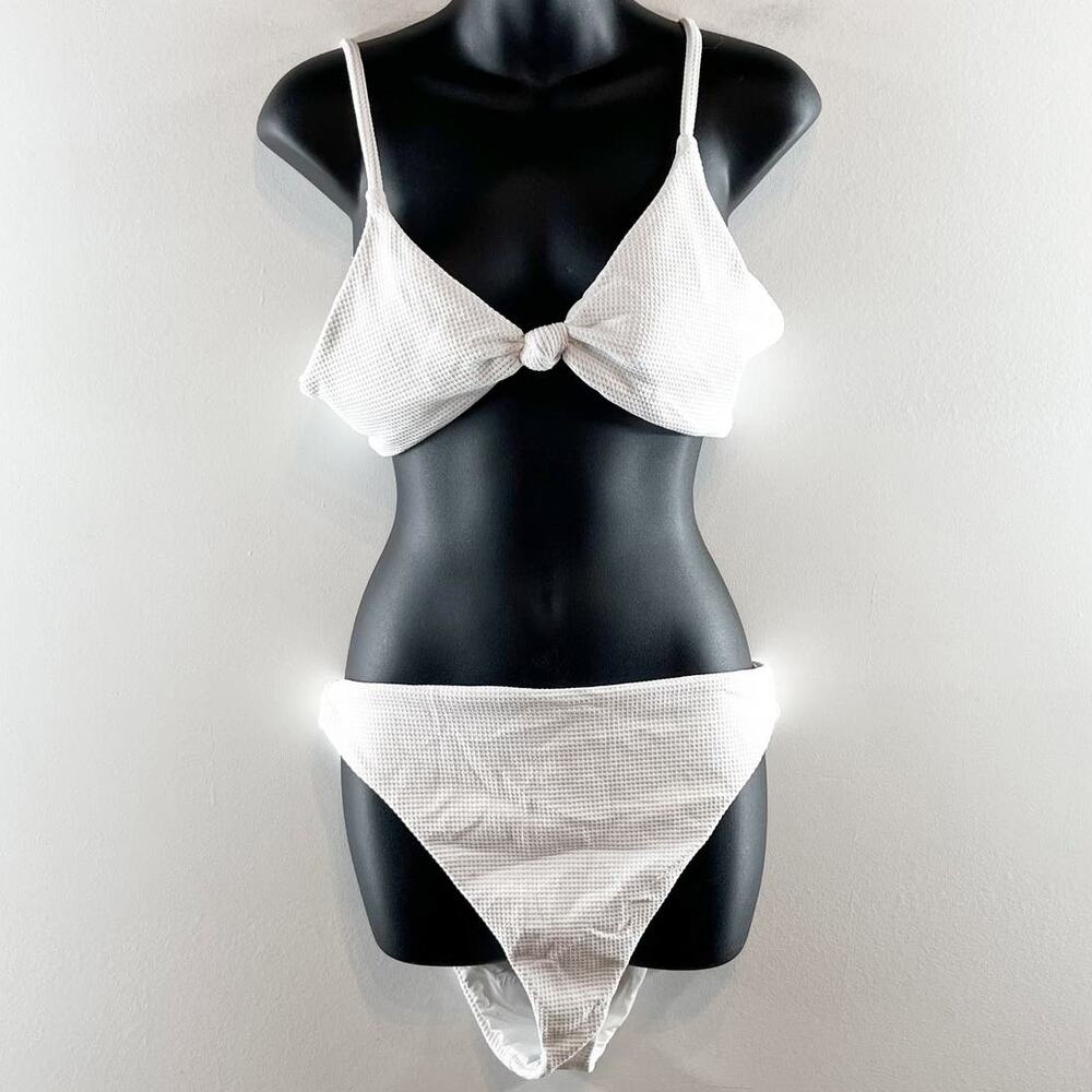 Dippin Daisys Two Piece High Waisted Bikini Swimsuit White XL